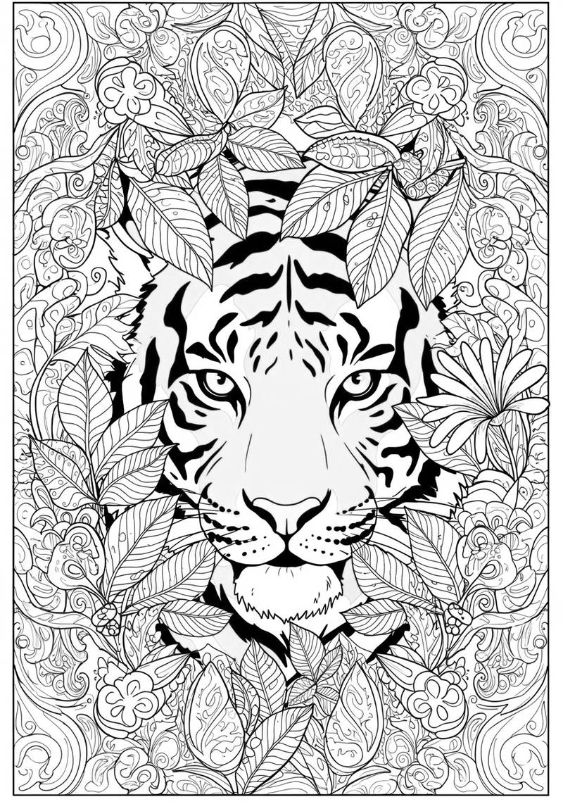 Página para colorear de un tigre